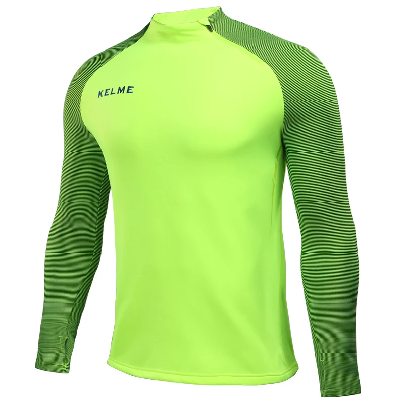 KELME Мужская Весенняя компрессионная футбольная тренировочная Джерси куртка свитера куртки на молнии футбольные рубашки спортивные майки 3871301 - Цвет: Fluorescence yellow