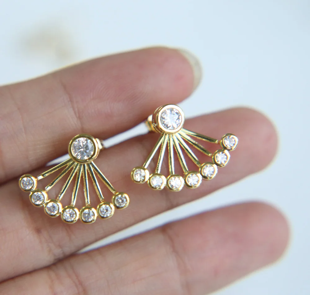 Женские свадебные серьги круглые гвоздики в форме веера 2019|round stud earrings|fashion earringsstud