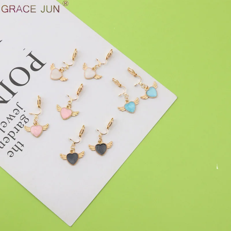 Бренд Grace Jun корейские милые маленькие серьги на клипсах в форме сердца женские