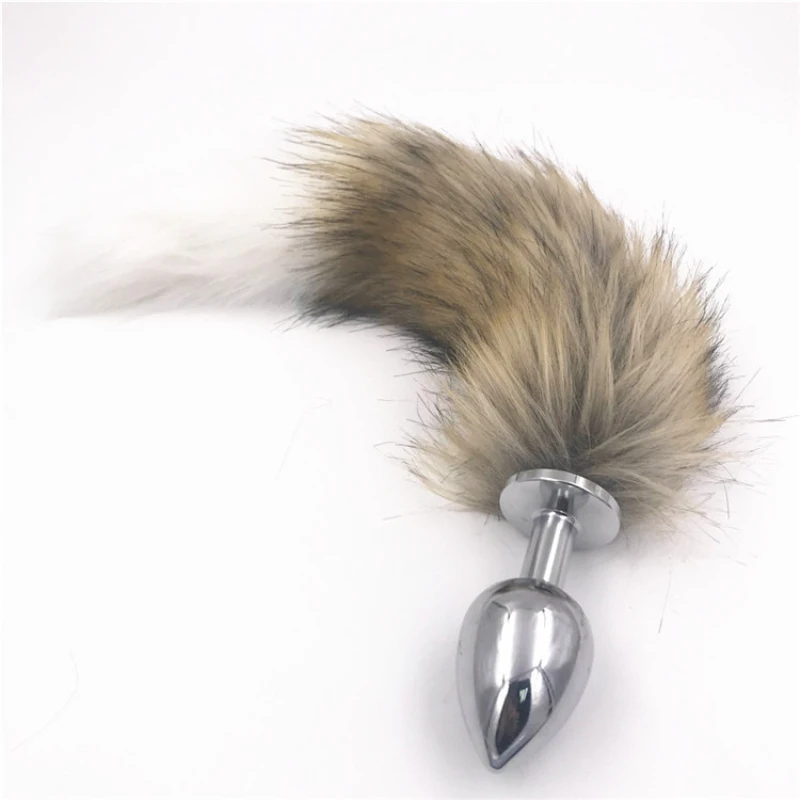 Анальная пробка животный искусственный Лисий хвост 3 размера нержавеющая сталь