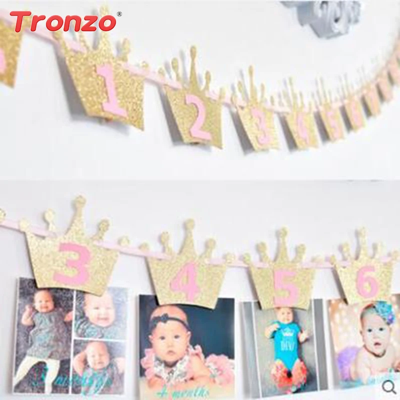 Tronzo 1 комплект детский душ фото плакат принцесса первый день рождения