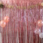 2 м розовое золото металлик Блестки из фольги бахрома занавеска дверь дождь свадебное украшение день рождения фон фотореквизит
