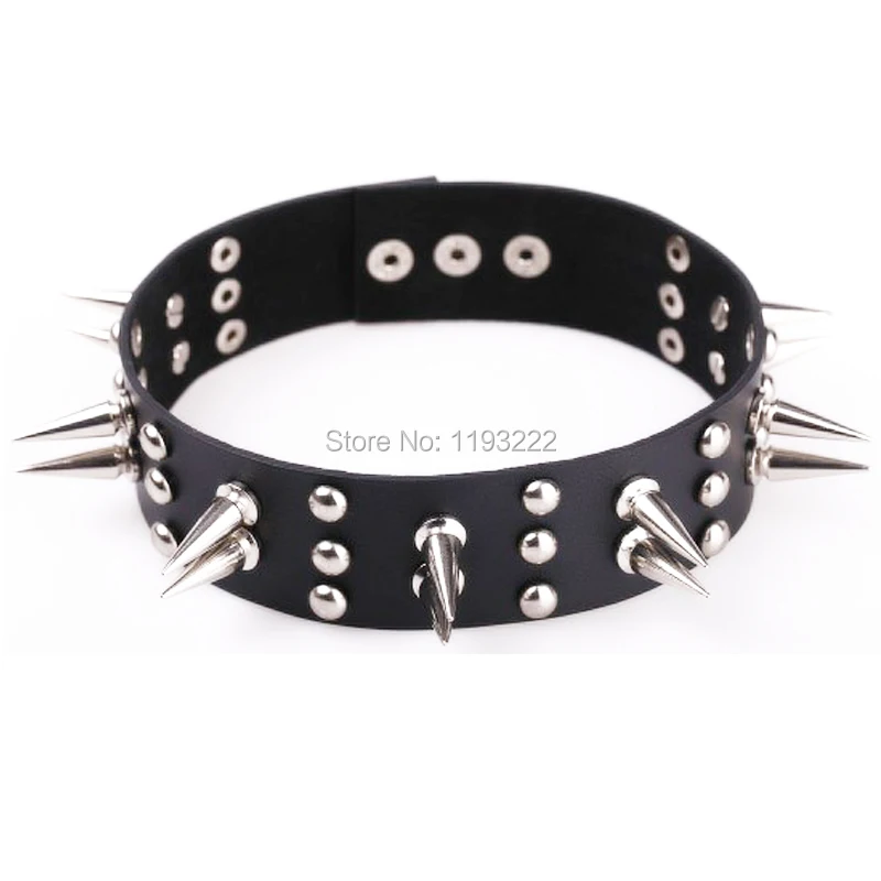 Стильное кожаное ожерелье-чокер ручной работы с шипами и заклепками в стиле