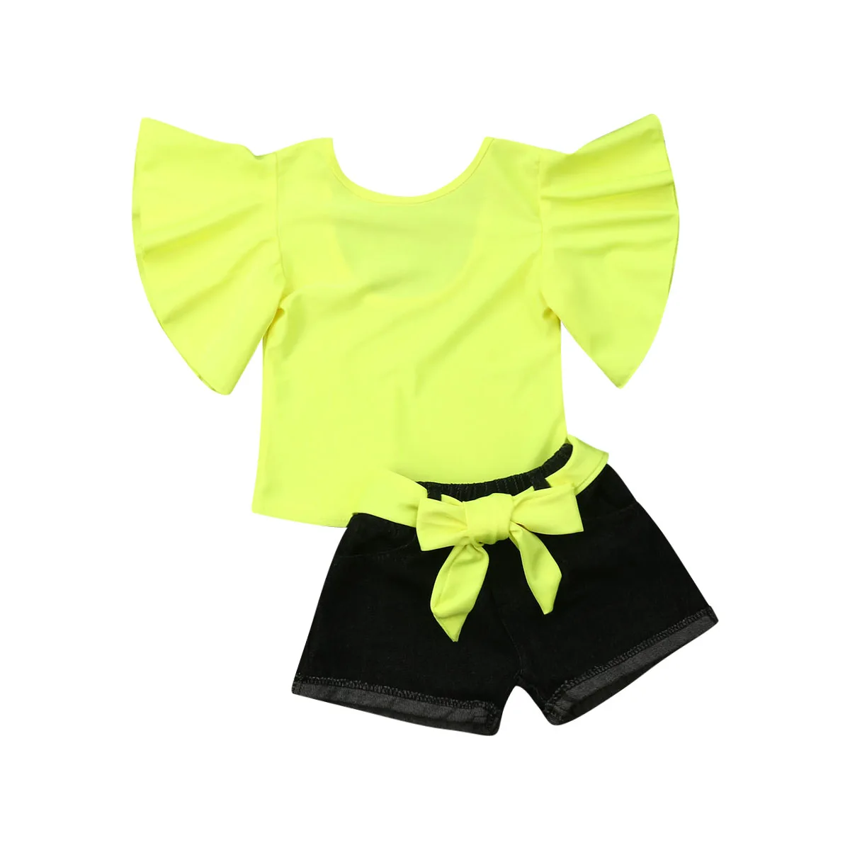 Новинка 2019 летний комплект одежды для маленьких девочек топ с цветочным принтом