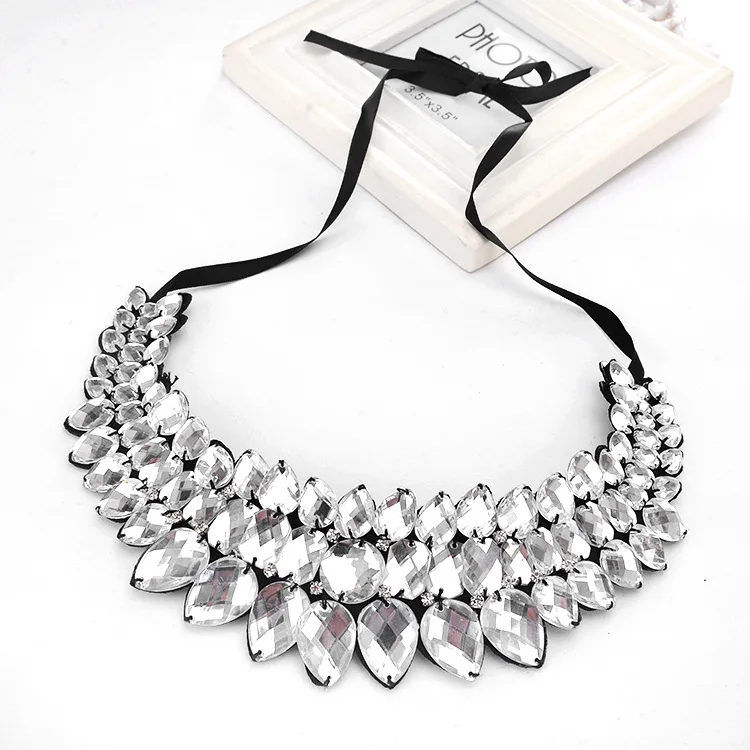 2016 прозрачное ожерелье из хрустального стекла женские Стразы с кулоном чокер