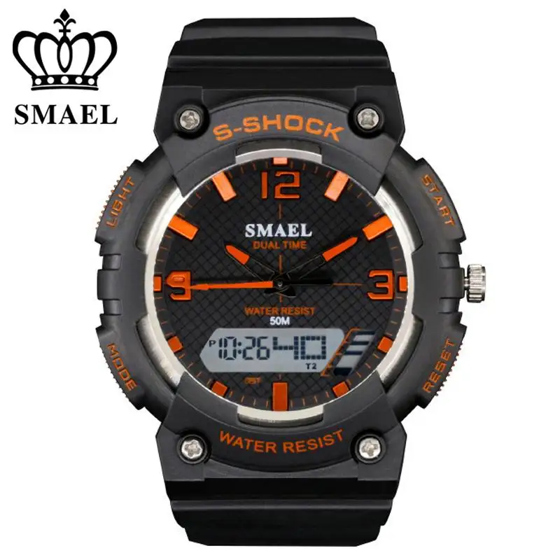 

SMAEL Brand Men Women Watches Fashion Digital Pointer Double Display Electronic Watch Luminous Alarm Clock Student Wristwatches