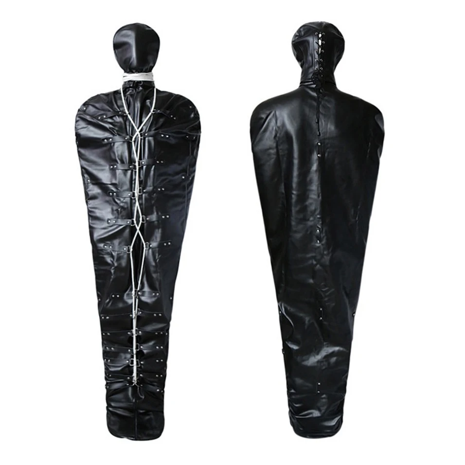 CamaTech кожаная накидка на все тело бондаж БДСМ связывающая прямая куртка с
