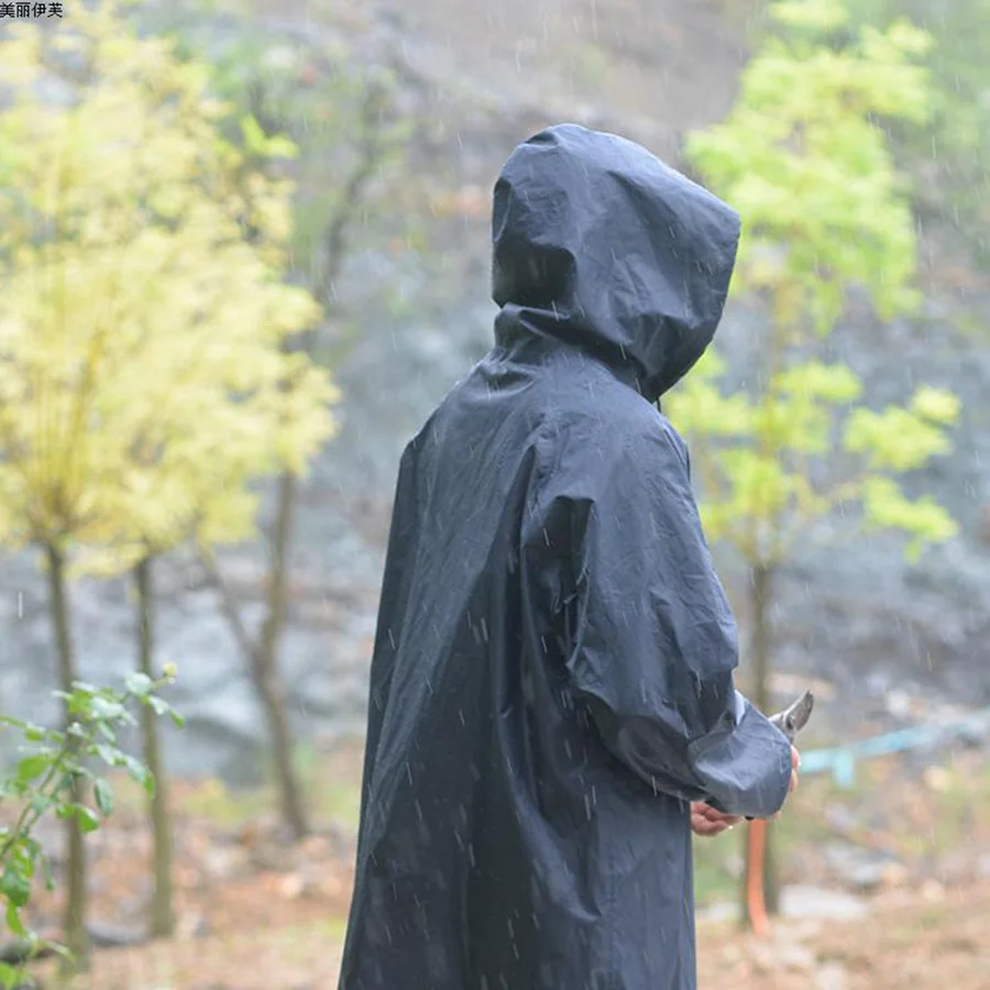 Длинный плащ мужское черное пончо непромокаемое пальто для улицы мужские