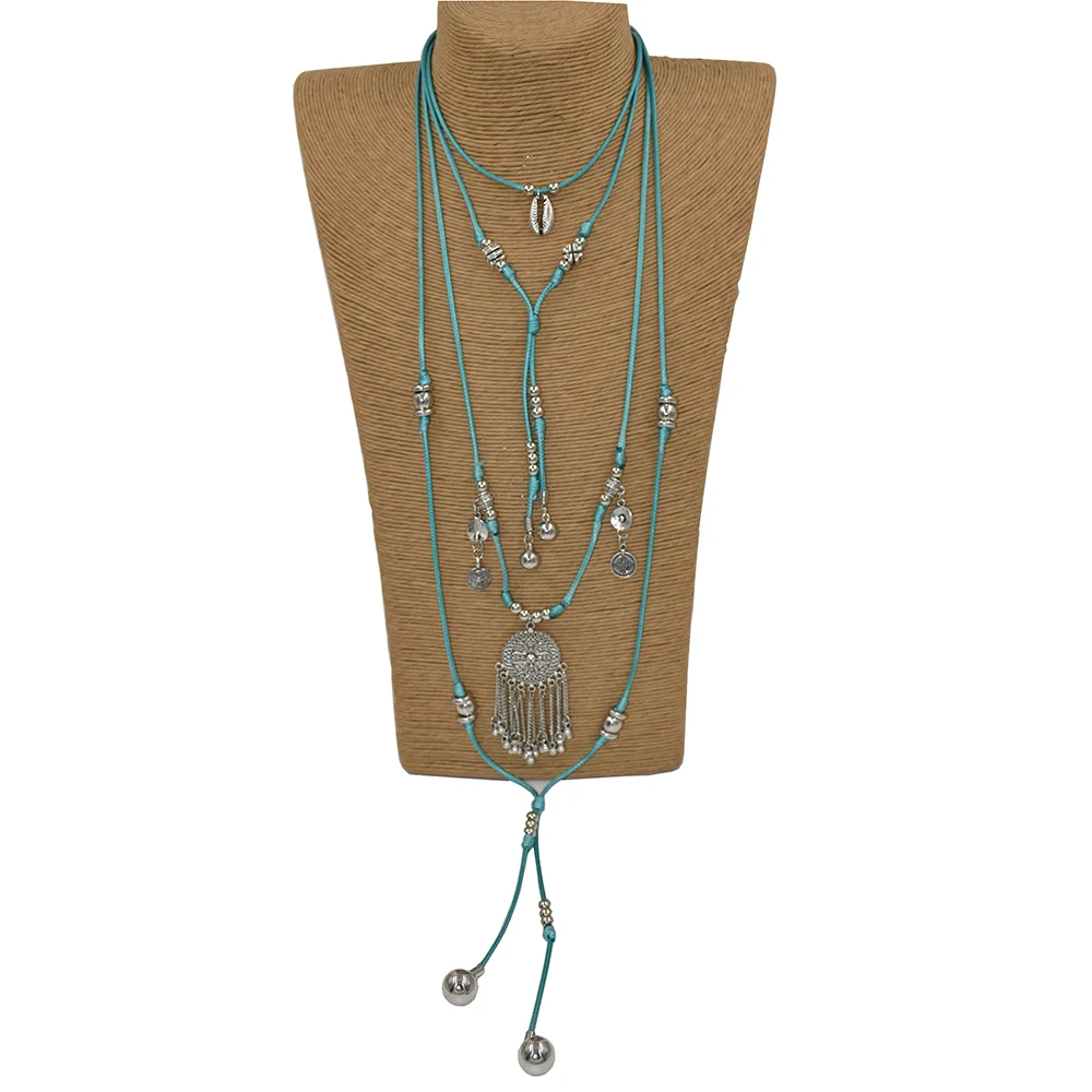 Длинное ожерелье ручной работы из вощеного шнура|long necklace|pendant necklacetassel pendant |