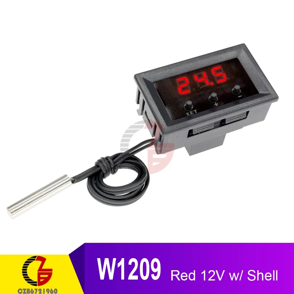 Red with Shell W1209 W1209WK светодиодный цифровой регулятор температуры 12 В 110 В 220 в домашний инкубатор Автомобильный термометр метеостанция - Цвет: Red with Shell