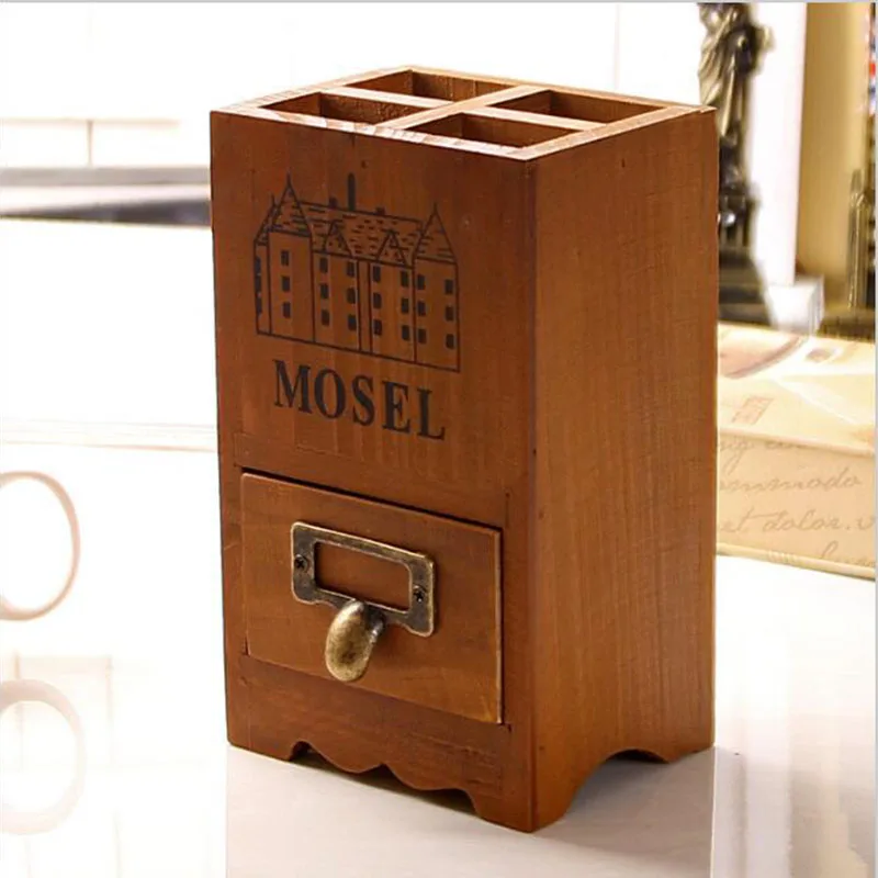 Настольные деревянные ящики контейнер декоративные для хранения карандашей