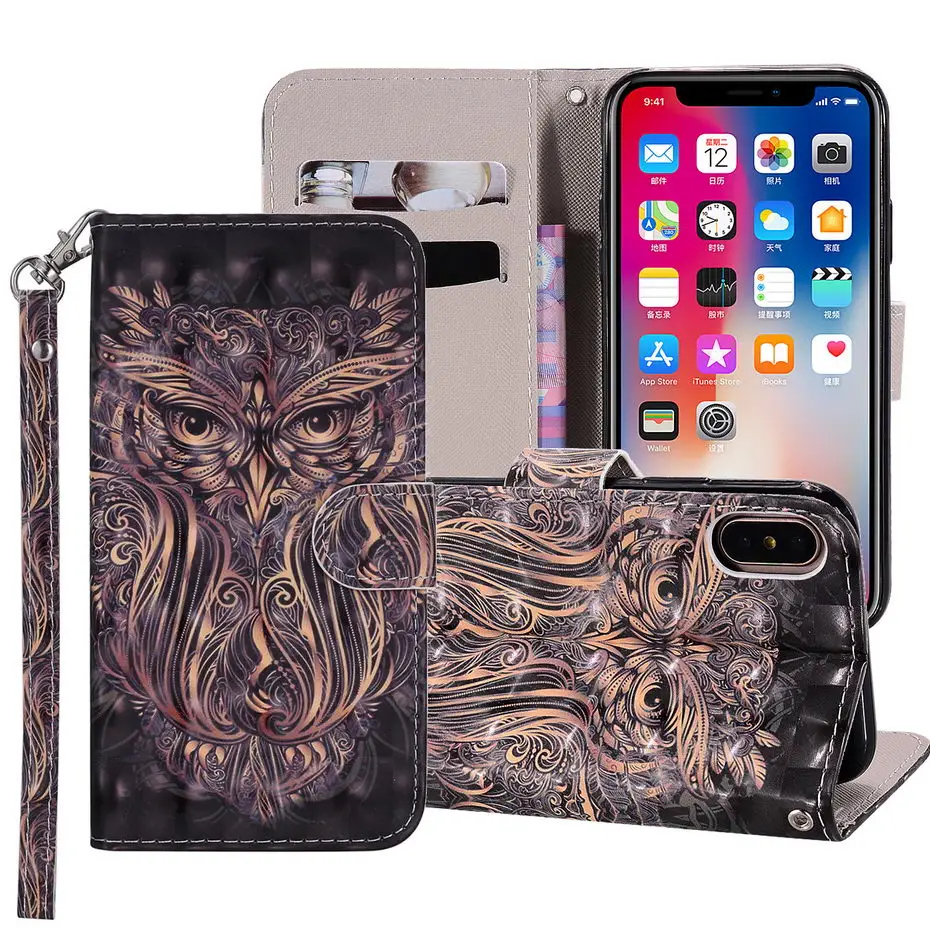 Роскошный чехол-книжка из искусственной кожи для iPhone 5, 5C, 5S, SE, 6, 6 S, 7, 8, 9 Plus, чехол-книжка для мобильного телефона, чехол с рисунком