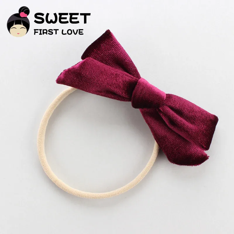 1 headbands 1 шт. милые бархатные повязки на голову или заколки для волос для маленьких девочек, милые банты, нейлоновая повязка на голову, шпильки для волос, мягкие эластичные аксессуары для волос - Цвет: 1 headbands