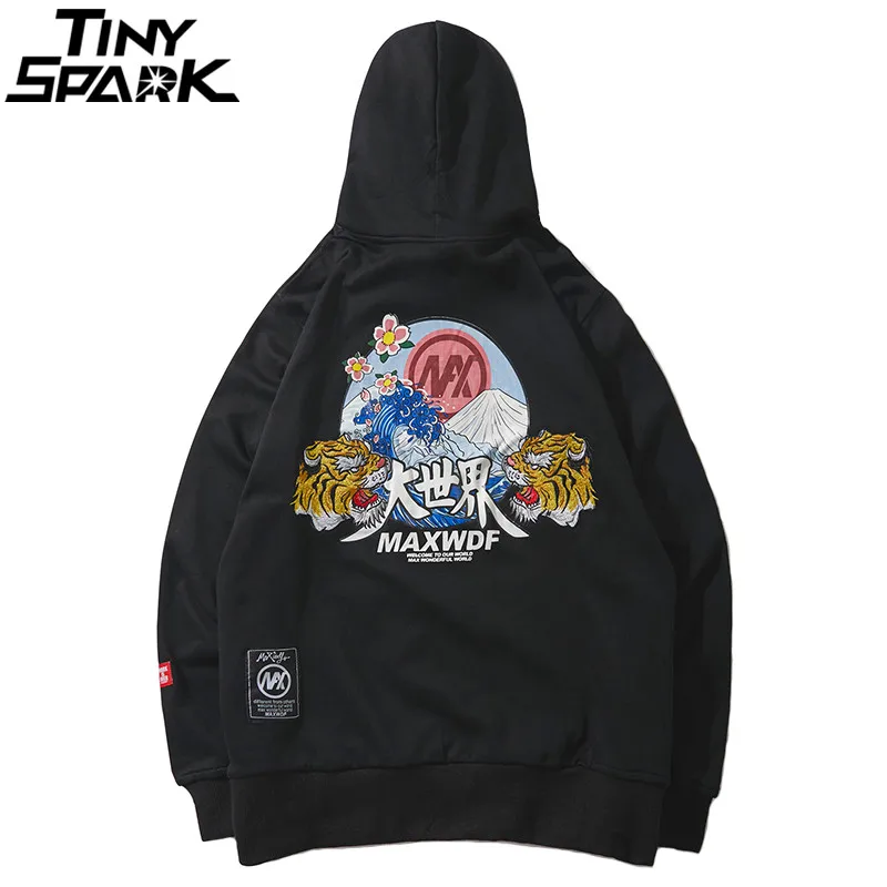 Толстовка в стиле хип хоп с вышивкой головы тигра Харадзюку уличная одежда 2018