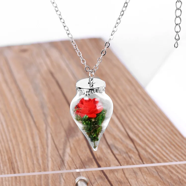 1 шт. красота и чудовище 2017 цветок цепочки ожерелья стекло Романтический