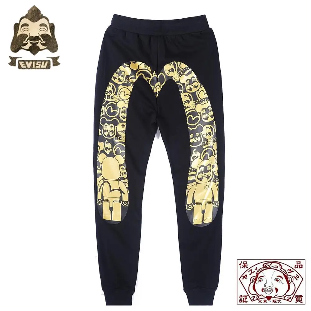 Бренд Tide Evisu, жесткий медведь, с именем, с горячей штамповкой, мужские брюки, дикие хлопковые спортивные штаны, мужские повседневные штаны, шорты F711