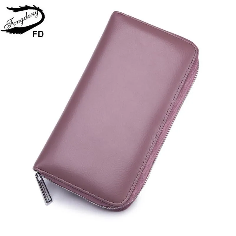 purple Fengdong, защита от rfid карт, кожаный держатель для карт, Женский Длинный кошелек, женская сумка для телефона, кожаный кошелек для девочек, мужской клатч, кошелек - Цвет: purple