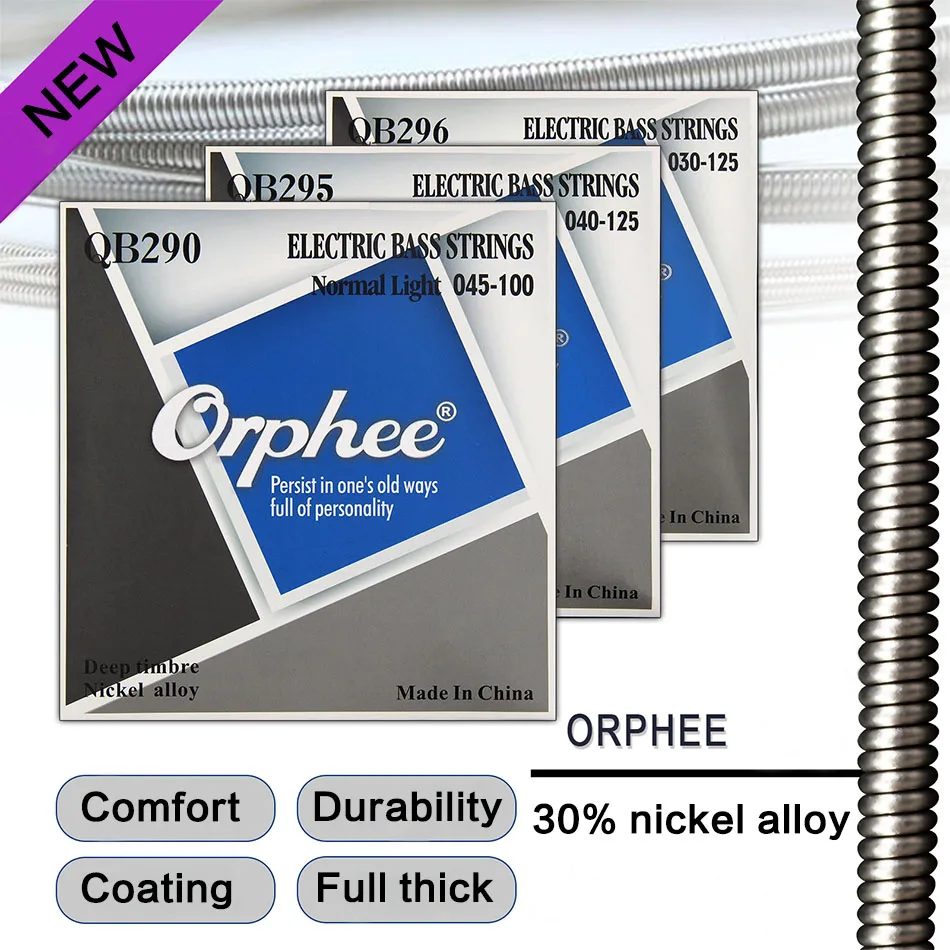 Orphee QB 290/295/296 электрические басовые струны шестиугольный сплав никелевый (030 125)