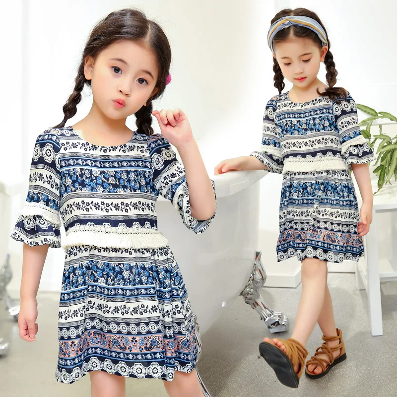 2018 лидер Летних Продаж модели новое платье для девочек в национальном стиле с