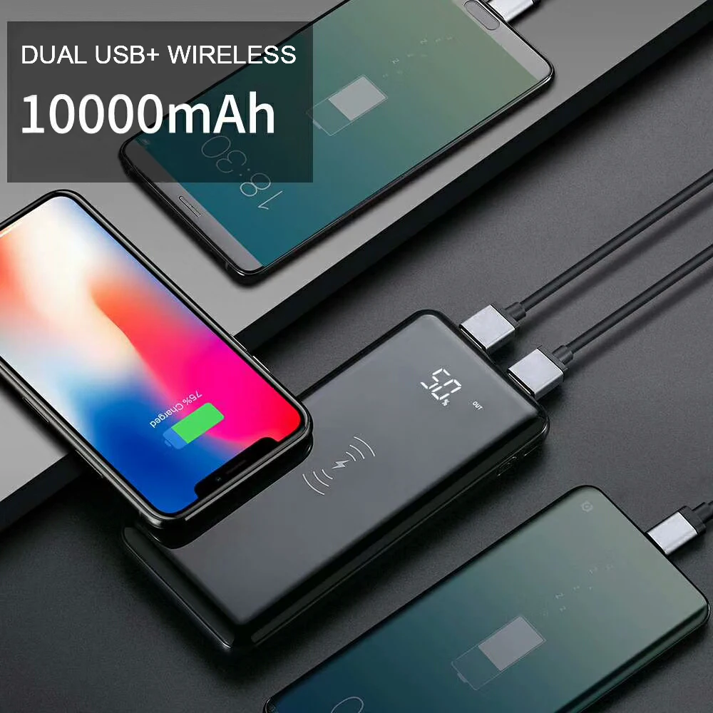 Зарядное устройство с ЖК дисплеем 10000 мАч для iPhone X 8 Plus Samsung S9|Внешние