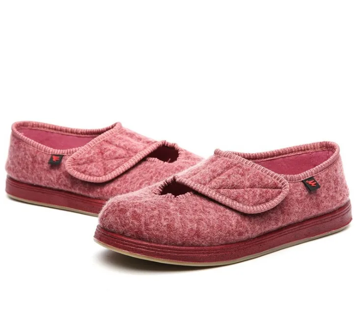 Pink37 inner L 235mm Для женщин Экстра широкая обувь для страдающих диабетом, регулируемые застежки пожилых Для женщин тапочки подходят для отек ортопедические стельки фасциит при сахарном диабете - Цвет: Pink37 inner L 235mm