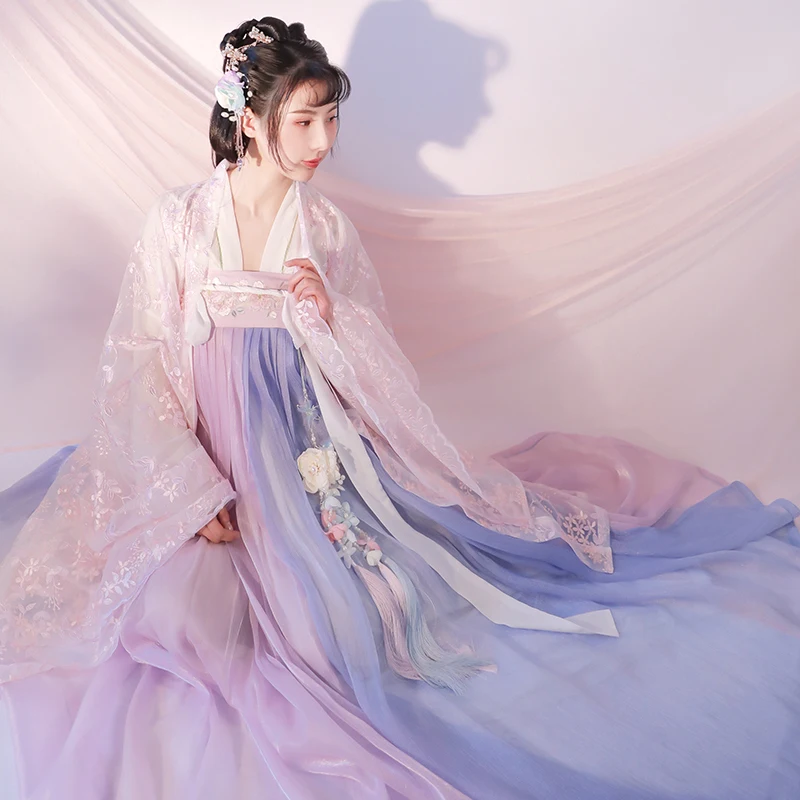 Женский костюм для косплея Hanfu розовая Яркая Ткань 6 м драгоценный выступления