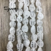 faceted clear white quartz druzy nugget beads wholesale crackled rock crystal quartz gem stone necklace findings my1735