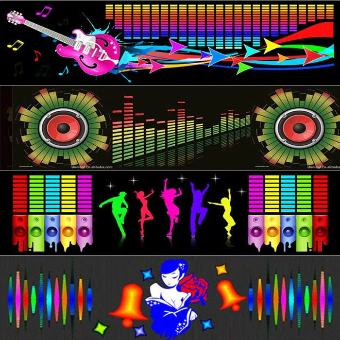 Светодиодный звук музыки Активированный EL наклейки для автомобиля Эквалайзер Glow