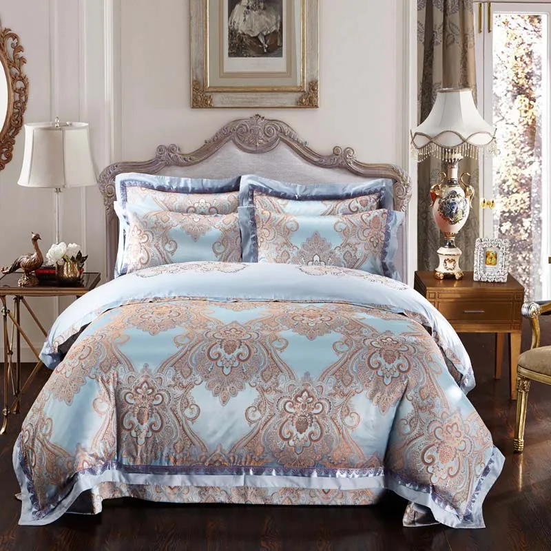 Горячая Постельное белье жаккард хлопок роскошный сатиновый постельный