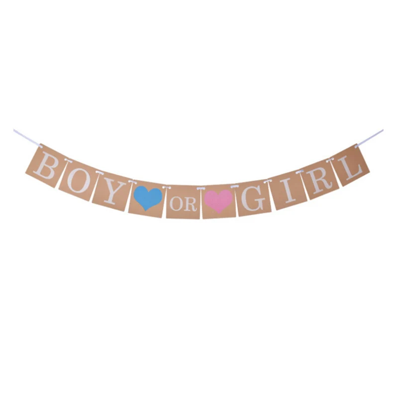 boy or girl banner Вечерние украшения для мальчиков или девочек, баннеры с воздушными шарами, одноразовые столовые приборы для мальчиков и девочек, украшения для душа для малышей, воздушные шары - Цвет: boy or girl banner