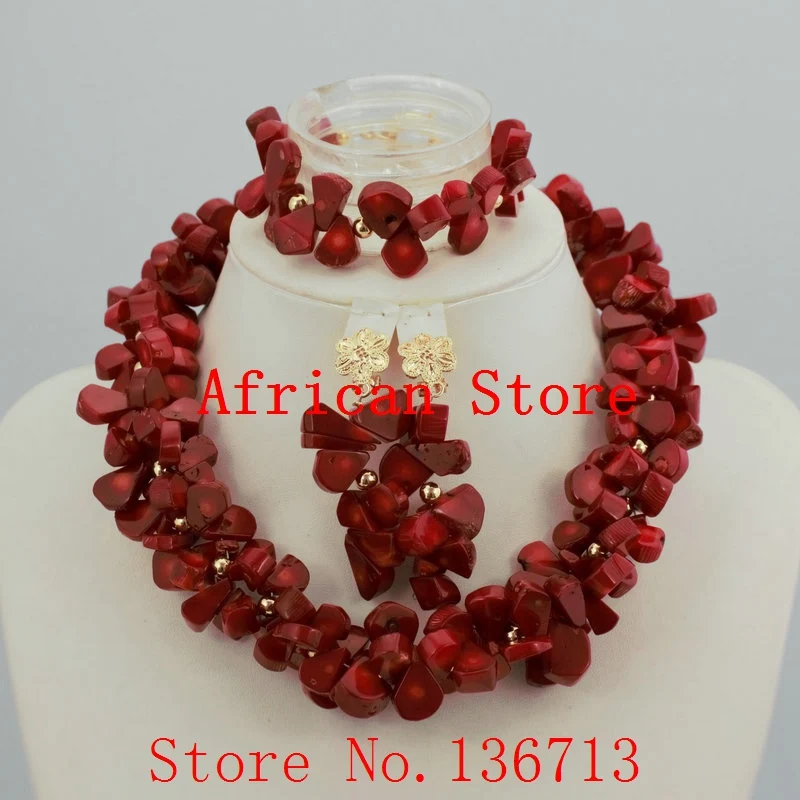 

Gorgeous African Coral Beads Bridal Jewelry Set African Beads Jewelry Set for Wedding Free Shipping HD324-2