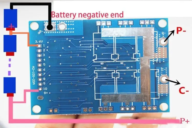 3S до 10S 36V 20A BMS PCM 18650 литий ионный аккумулятор Защитная плата 3 7 V ячеек LiPo18650 4S 5S 6S 7S