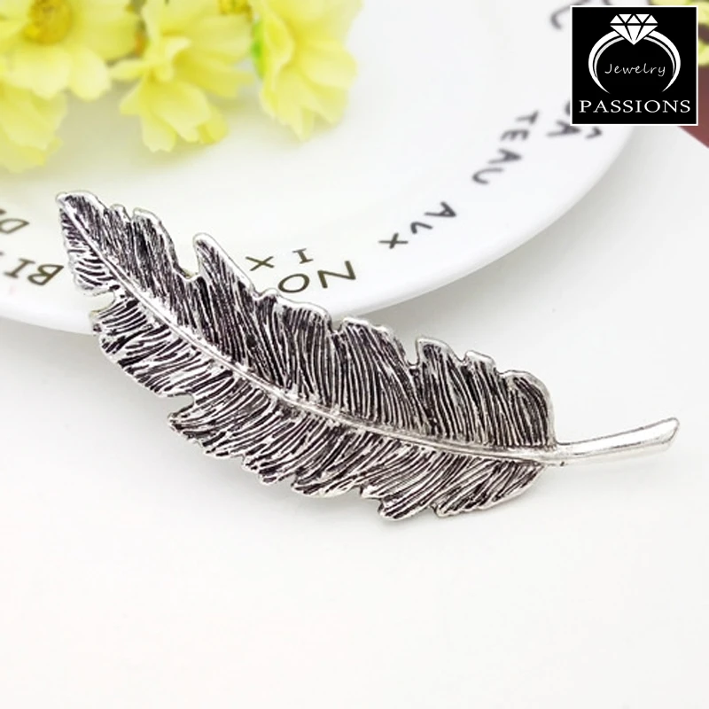 Лидер продаж модная заколка в форме пера Винтажная для волос серебряный цвет и