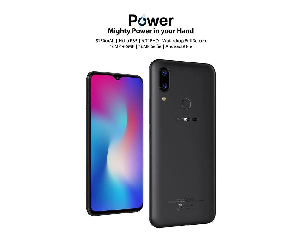 UMIDIGI power 5150 мАч 18 Вт Быстрая зарядка Android 9,0 4 Гб 64 Гб 6," FHD+ Глобальная версия смартфон Dual Helio P35 2.3GH Dual 4G 16MP
