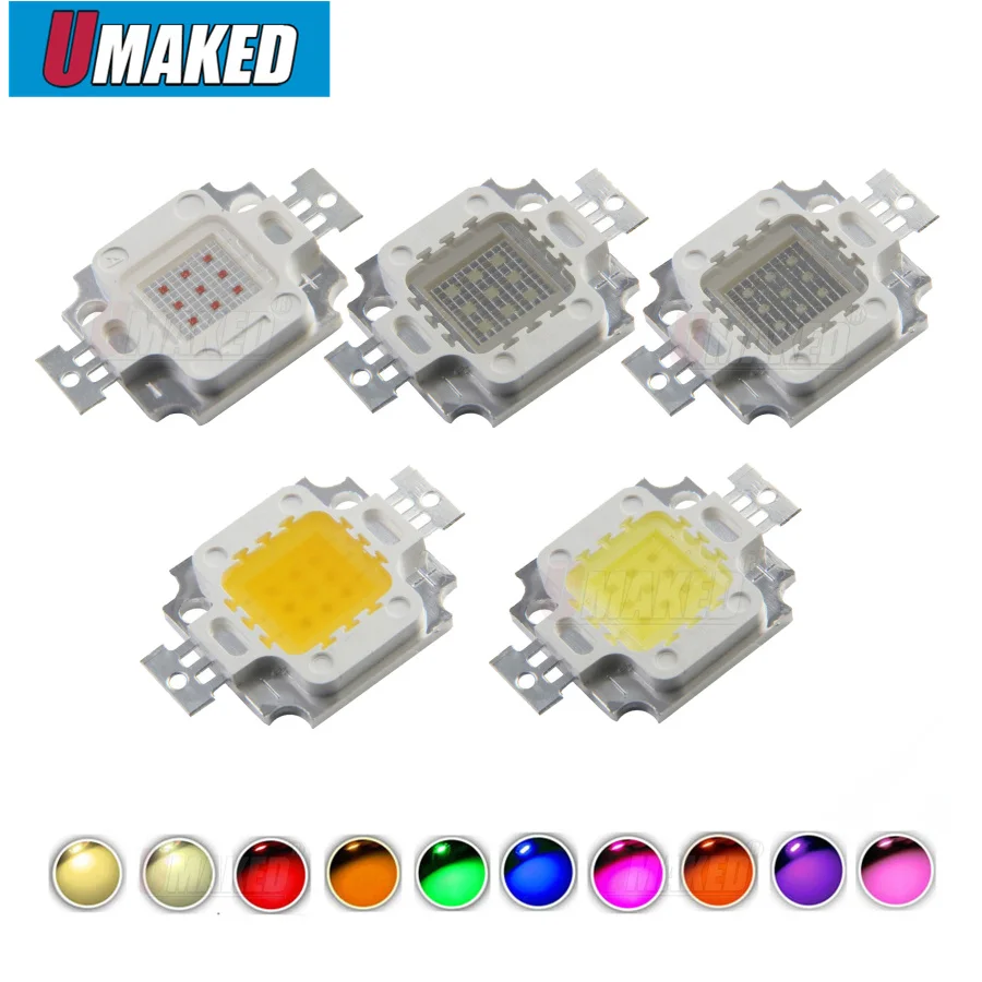 Высокая мощность LED Epistar чип 10 Вт Теплый Холодный белый красный зеленый синий
