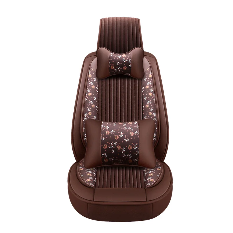 Brown Лен-кожаные чехлы для сидений автомобиля для opel vectra c octavia 2 prado 150 w213 camry mazda cx5 astra g great wall hover h5 автомобиль-Стайлинг - Название цвета: Brown