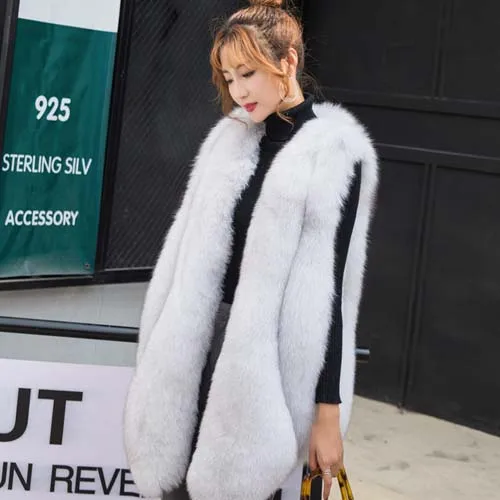 Fox fur color ZADORIN дизайнерский зимний жилет из искусственного меха женский жилет из искусственного меха pelliccia размера плюс меховое пальто manteau fourrure femme bontjas - Цвет: Fox fur color