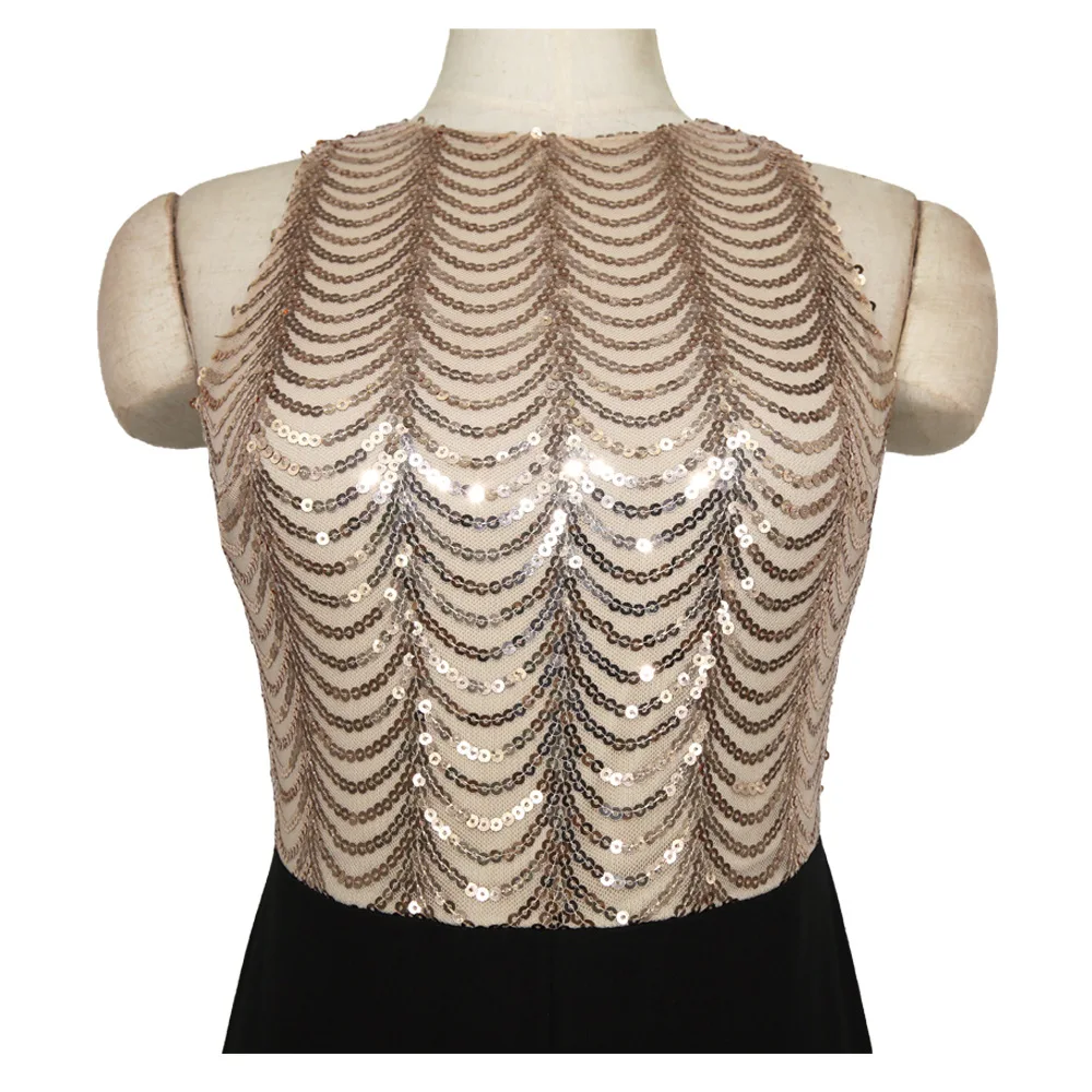 Для женщин сексуальный О-вырез с открытыми плечами рыбьей чешуи модным блестящим