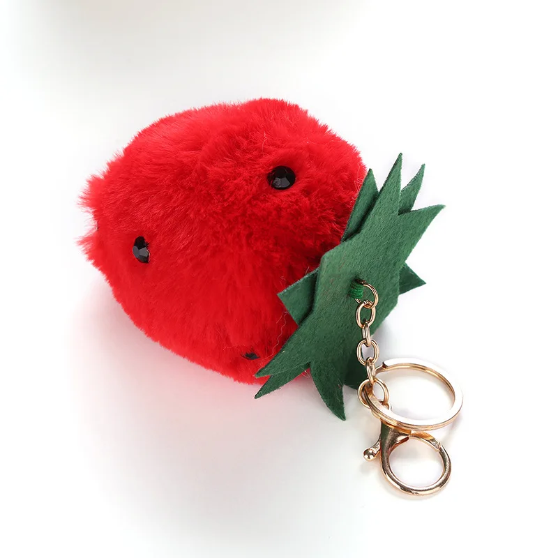 Новые брелки поддельные кролик клубника меховой шарик брелок порте скрипичный