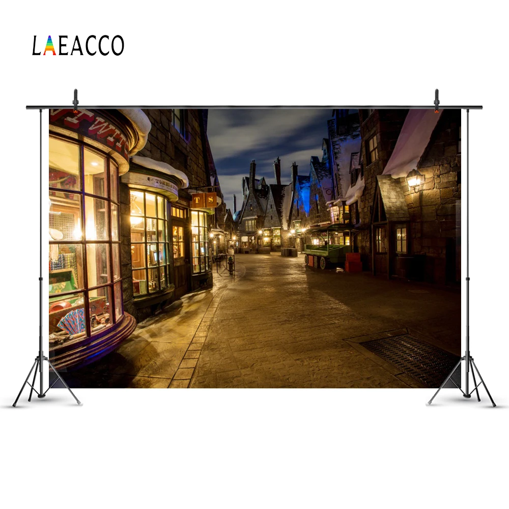 Laeacco Old Town Street Night Scenic Photography Backgrounds Customized Digital Photographic Backdrops For Photo Studio | Электроника