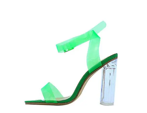 Яркие цвета прозрачные женские сандалии с ремешками обувь для вечеринок на