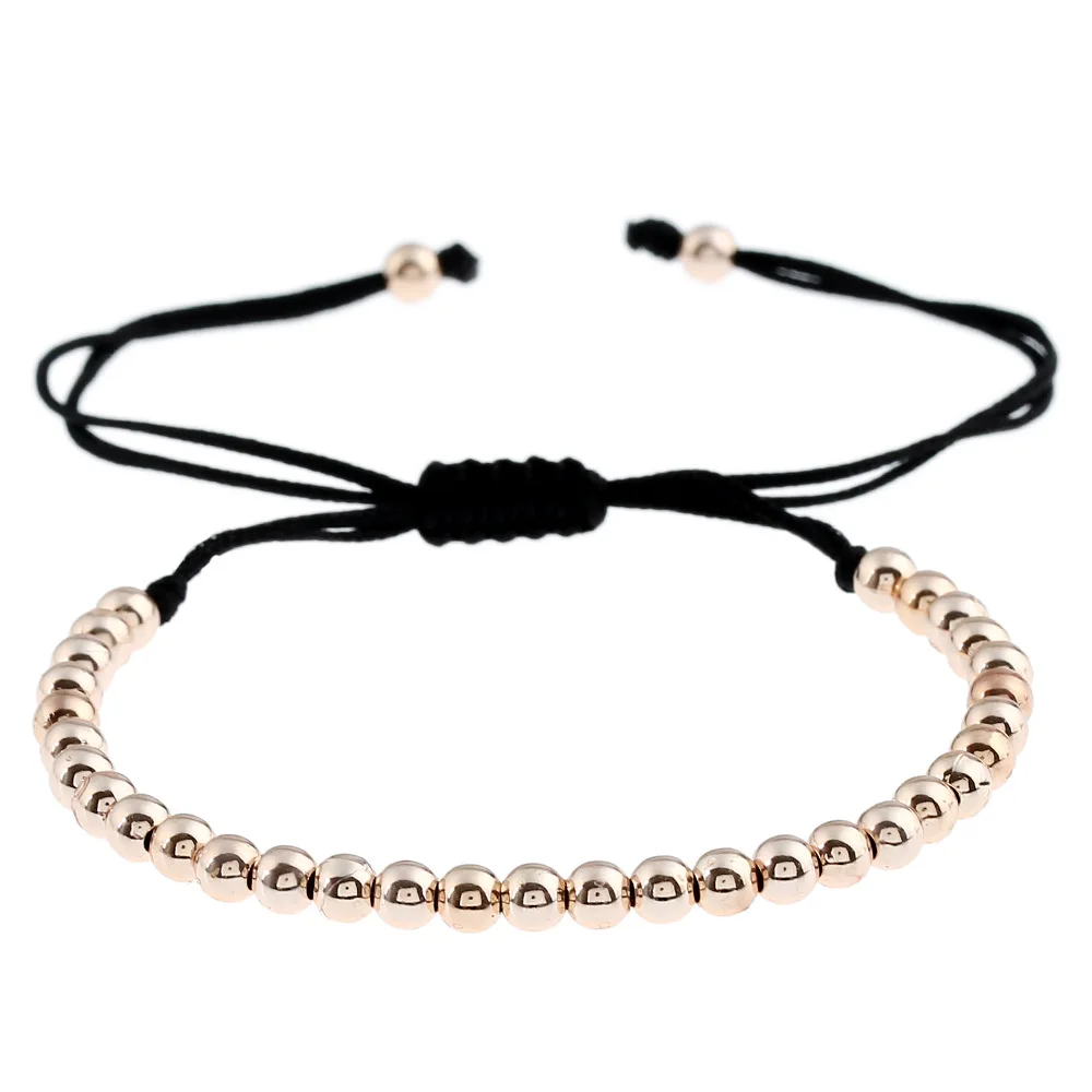 Плетеный веревочный браслет из розового золота бисер серебряного цвета дюйма