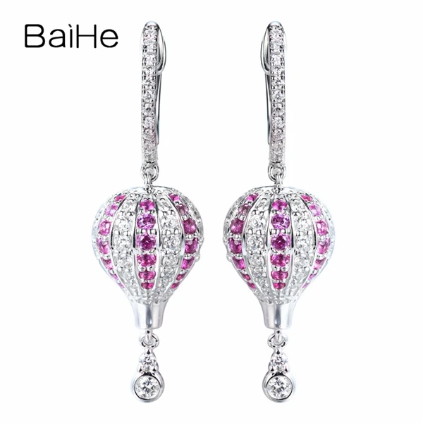 BAIHE, 14 K, белое золото, 0.34ct, H/SI-SI3, Круглый,, настоящие натуральные бриллианты, обручение, модное, хорошее ювелирное изделие, подарок, серьги-гвоздики