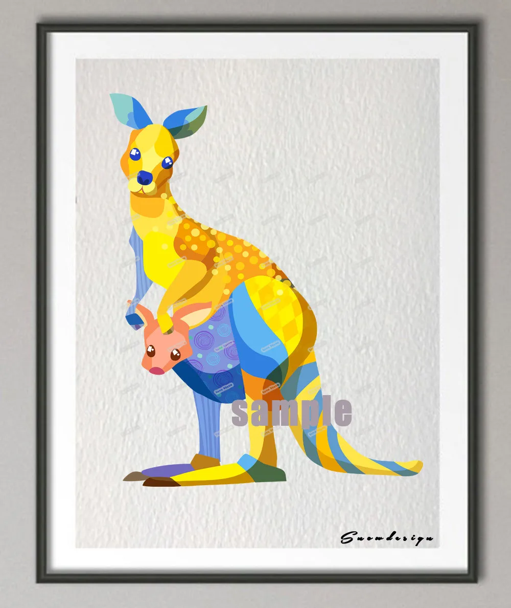 Рисунок на холсте кенгуру|original watercolor|decorative picturesposter print |