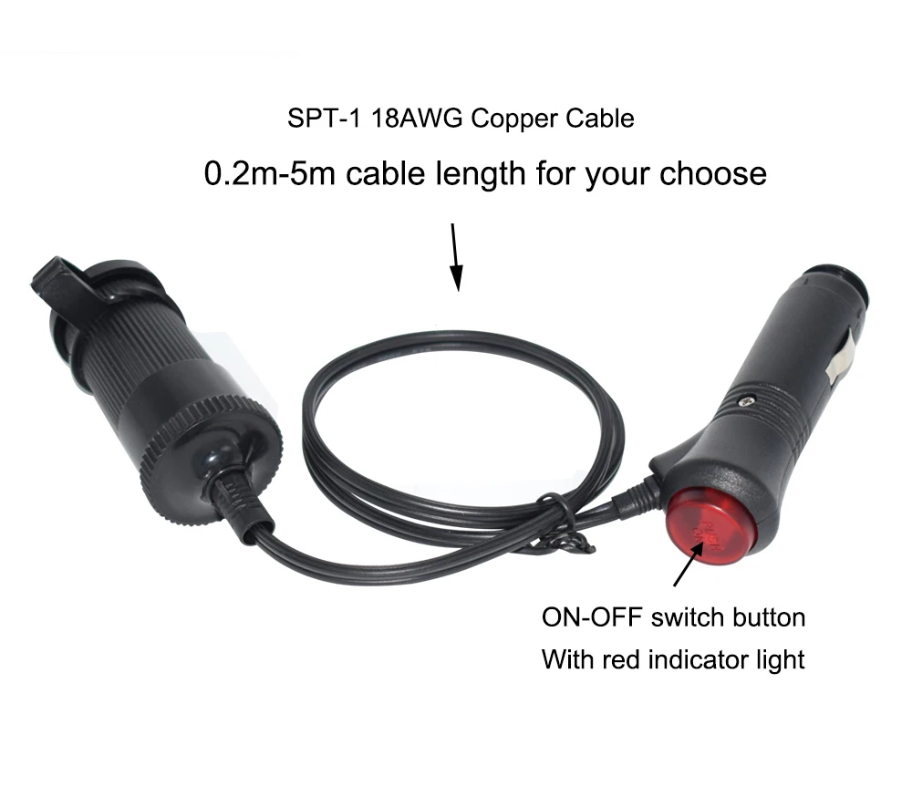 12V 24V автомобильный прикуриватель Мощность удлинитель адаптер питания 10A предохранитель удлинитель розетка с переключатель ВКЛ-ВЫКЛ кнопка
