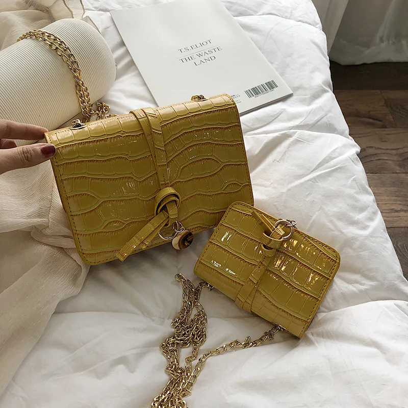 Small Yellow Женские сумки через плечо с крокодиловым узором, Высококачественная роскошная сумка из искусственной кожи, дизайнерская женская сумка через плечо - Цвет: Small Yellow