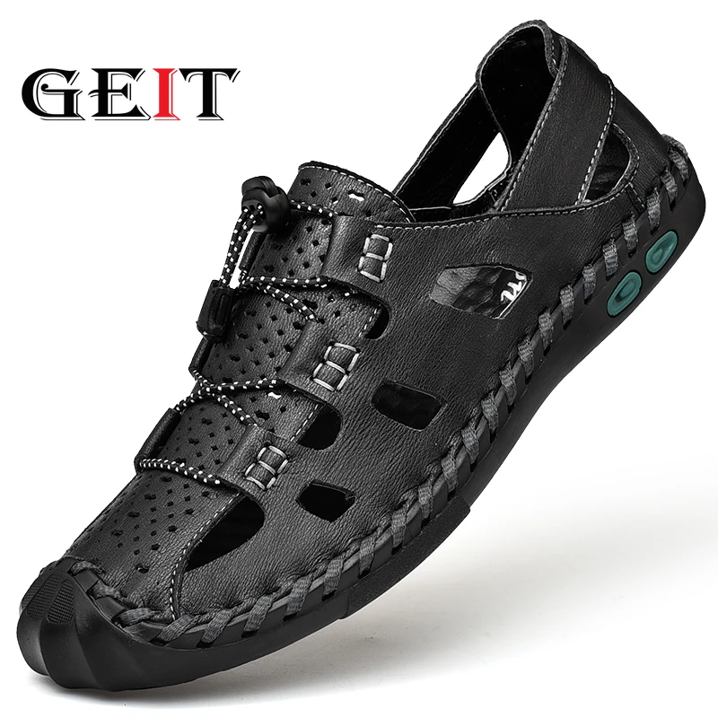 Для мужчин пляж и сандалии для прогулок летние из натуральной кожи Деловые