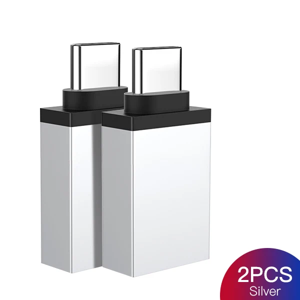 2PC Silver Адаптер ACCEZZ OTG usb type-C для One Plus 5 для LG G5 G6 Xiaomi Mi 5 6 8 samsung Galaxy S8 S9, синхронизация данных для телефона - Цвет: 2PC Silver