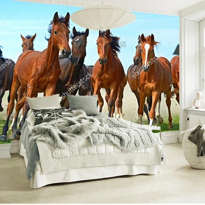 Изготовленные на заказ современные обои табун лошадь 3D фотообои для гостиная