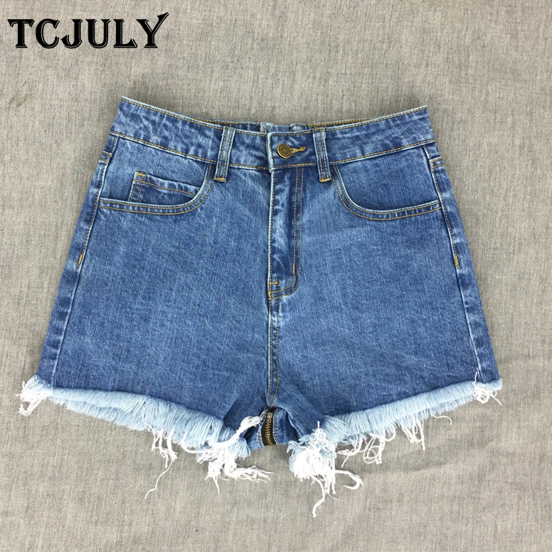 TCJULY, модные женские шорты,, хит, хлопок, уличная одежда, повседневные джинсовые шорты с молнией сзади, обычные синие шорты женские джинсы